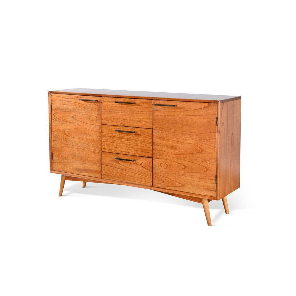 Anara Sideboard Buffet Console | 2 Cabinet Doors | Brown Mindi Wood BM339902