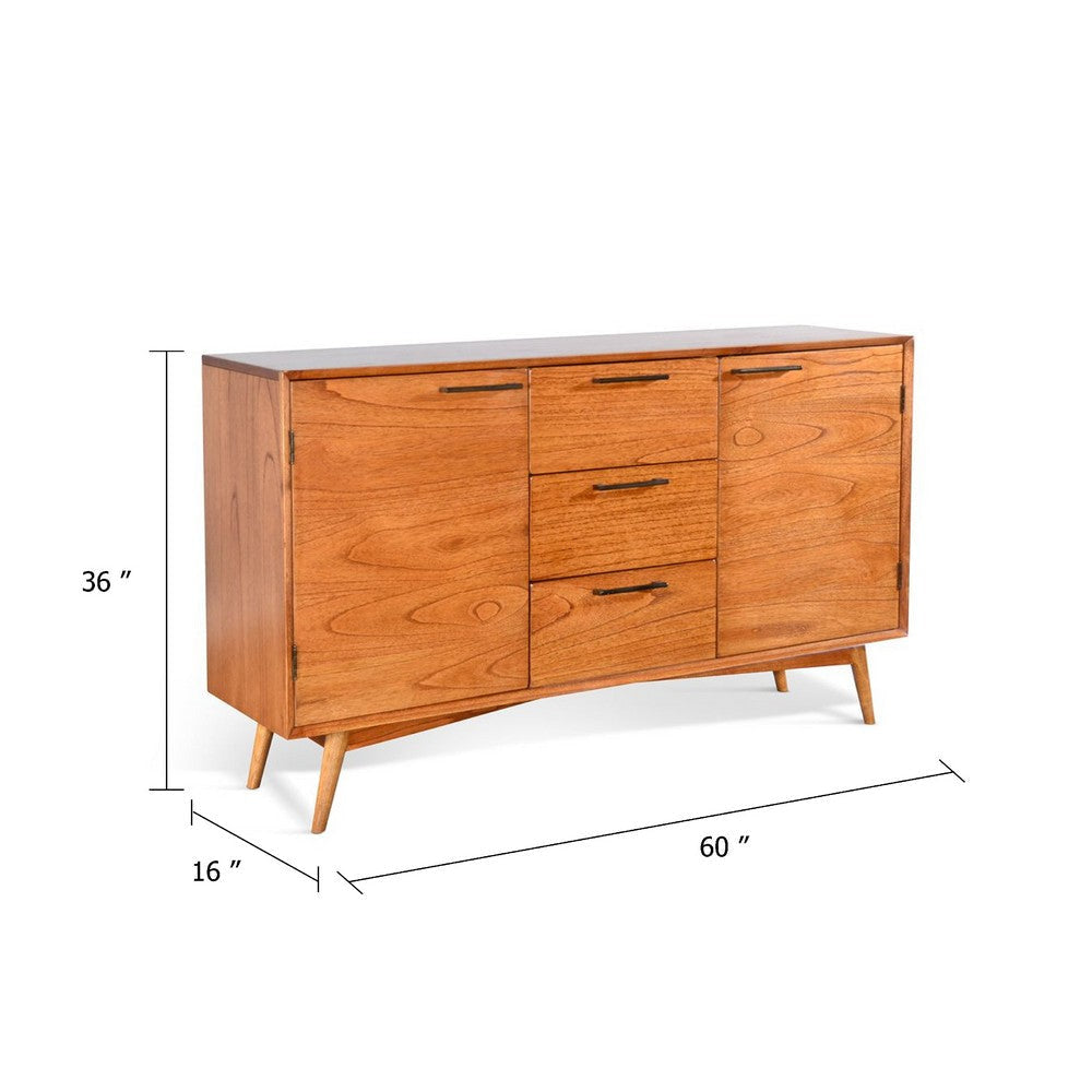 Anara Sideboard Buffet Console | 2 Cabinet Doors | Brown Mindi Wood BM339902