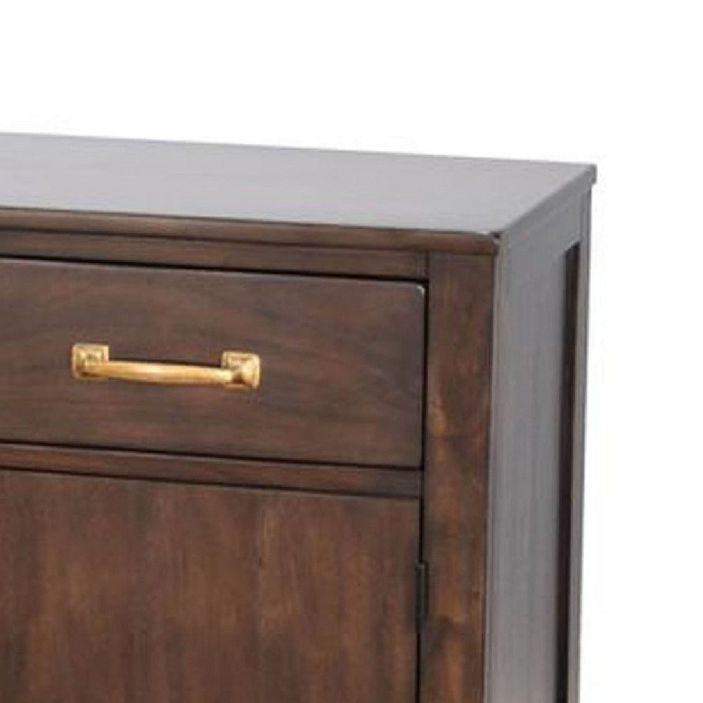 Karen Media Console | Gold Accents | 2 Drawers 4 Doors | Brown 72’’ BM339903