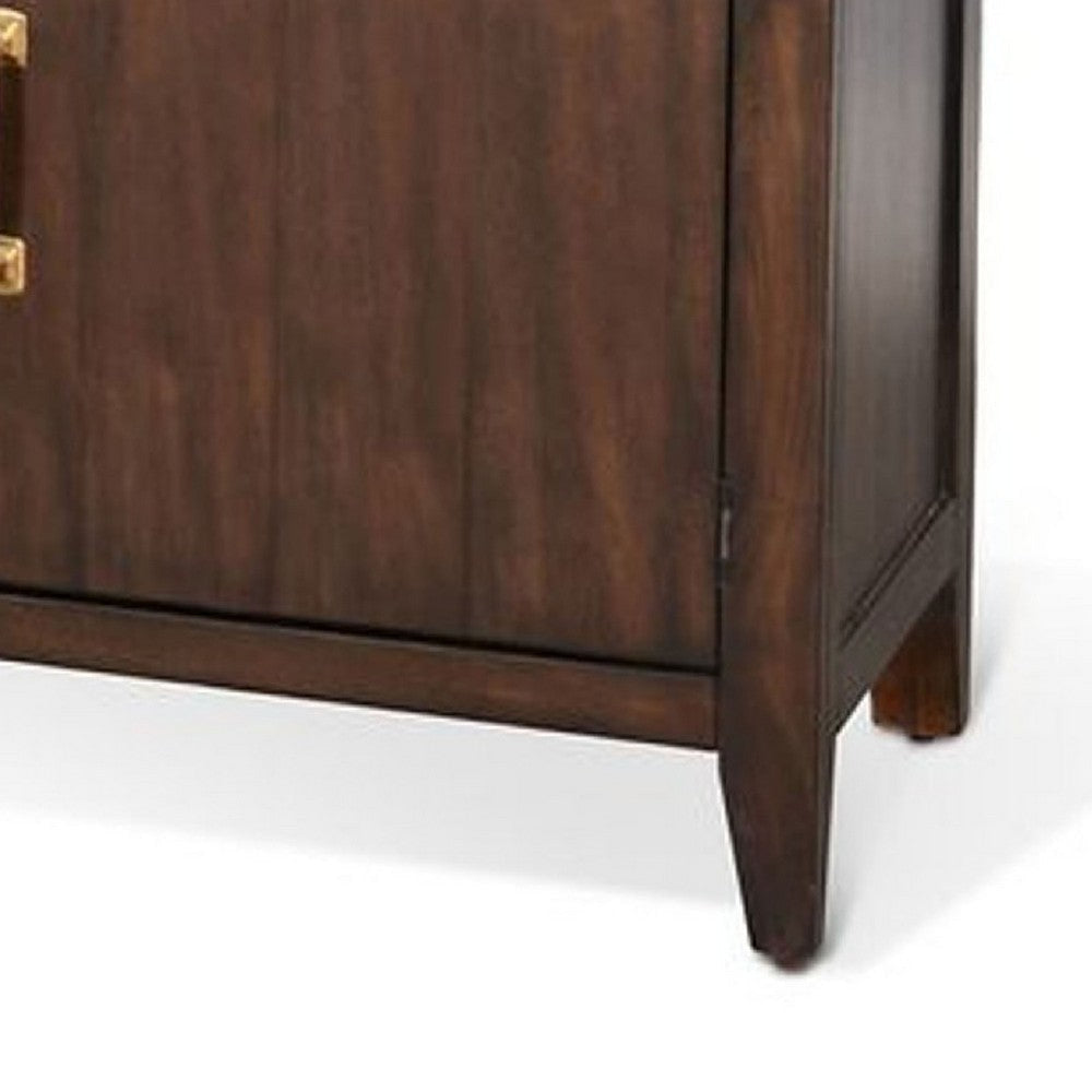 Karen Media Console | Gold Accents | 2 Drawers 4 Doors | Brown 72’’ BM339903
