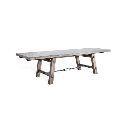 Zeka Dining Table | Turnbuckle Design Gray Wood | 76-106" Extendable Top