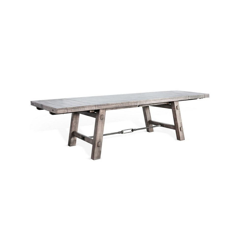 Zeka Dining Table | Turnbuckle Design Gray Wood | 76-106" Extendable Top
