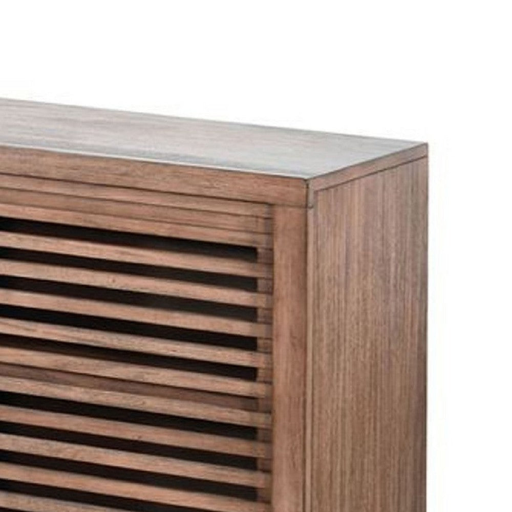 Jave TV Stand Media Cabinet | Slatted Doors | Shelves | Brown Wood | 85’’ BM339906