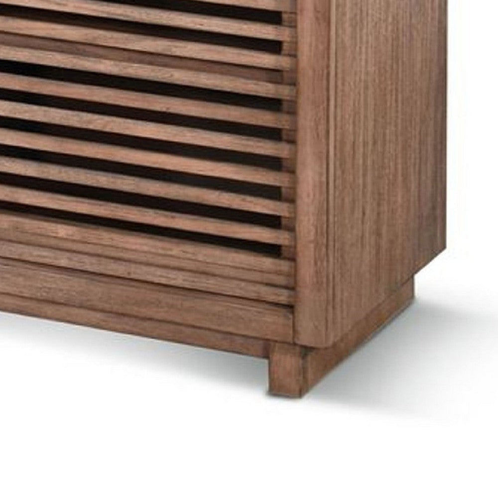 Jave TV Stand Media Cabinet | Slatted Doors | Shelves | Brown Wood | 85’’ BM339906