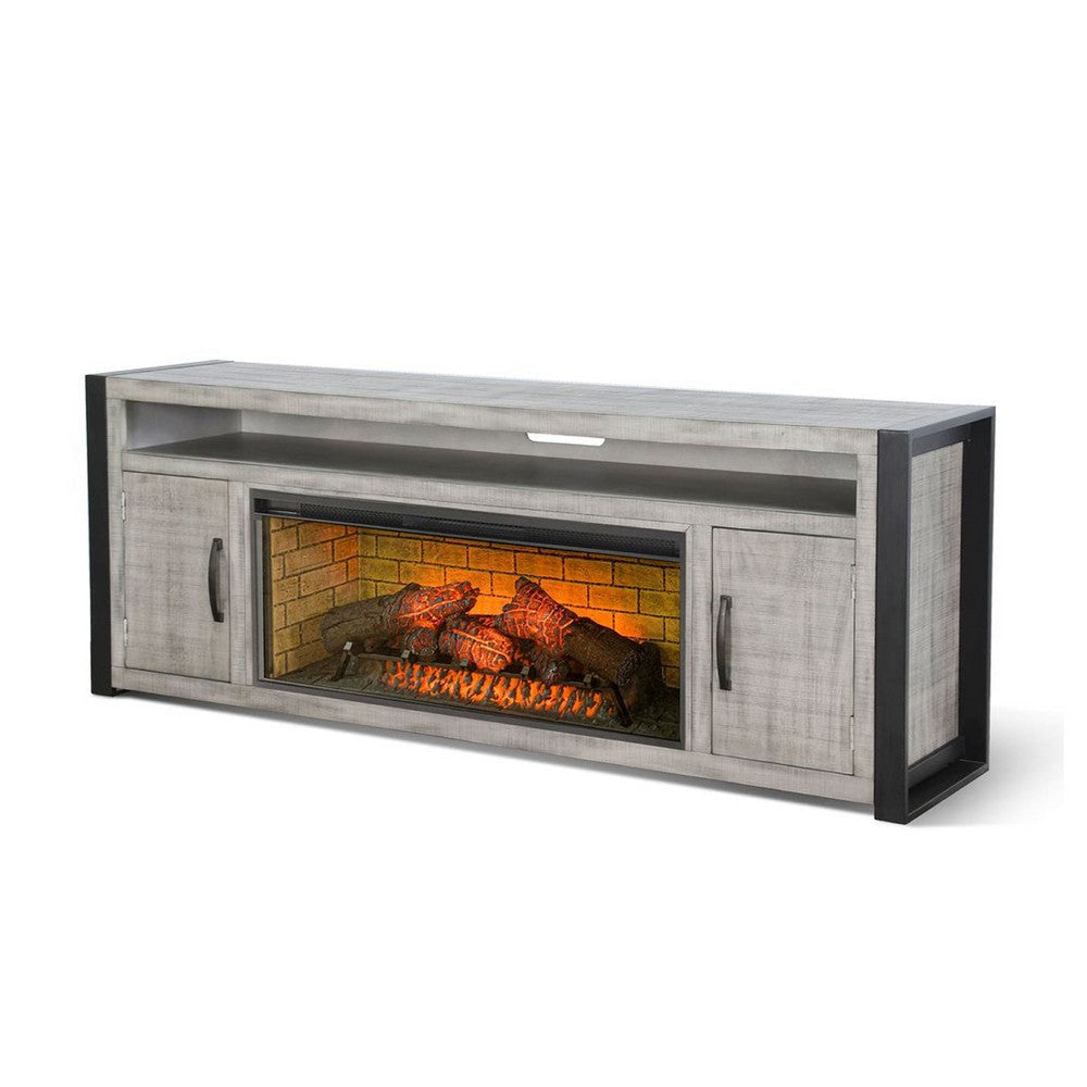 Zeka TV Console | Electric Fireplace Insert Space | Soundbar Shelf | Gray BM339911