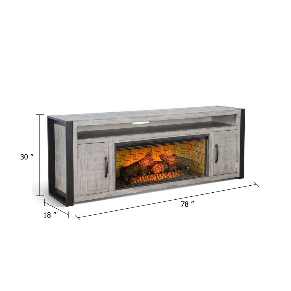 Zeka TV Console | Electric Fireplace Insert Space | Soundbar Shelf | Gray BM339911