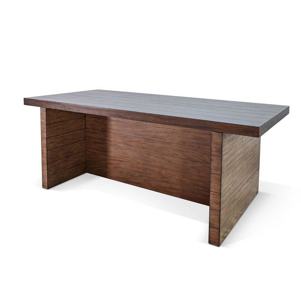 Wedy Dining Table | 86’’ Rectangular Top | Dark Brown Wood Block Base BM339912
