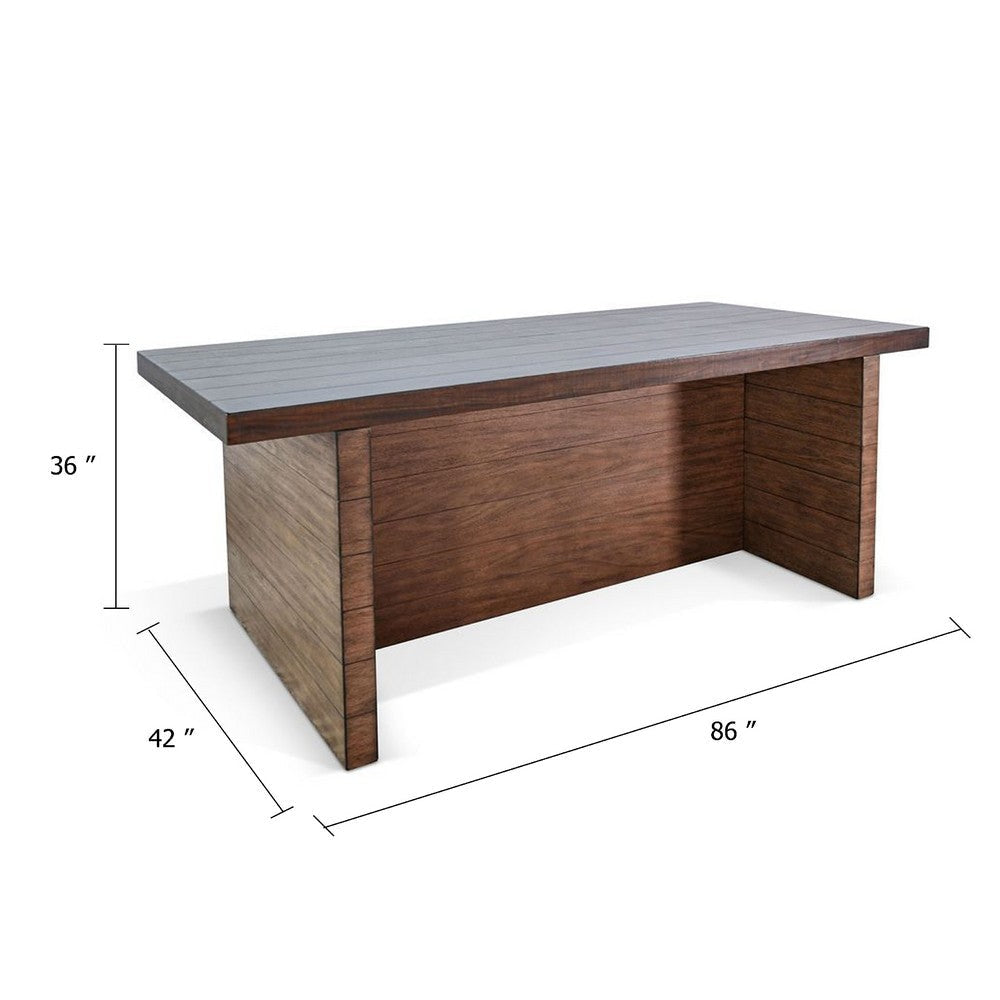 Wedy Dining Table | 86’’ Rectangular Top | Dark Brown Wood Block Base BM339912