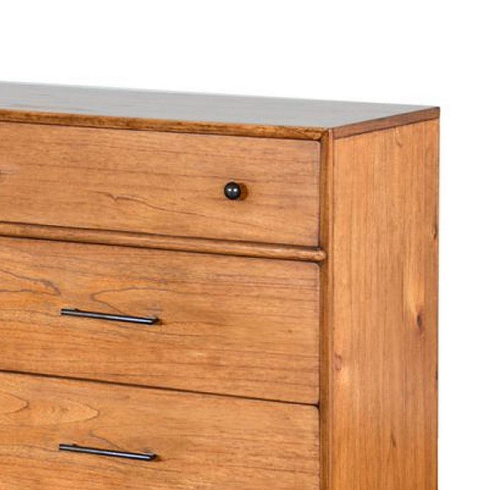 Amy 60"  Wide Dresser | 6 Drawers | Angled Legs | Brown Solid Wood
