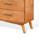 Amy 60"  Wide Dresser | 6 Drawers | Angled Legs | Brown Solid Wood