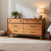 Amy 60"  Wide Dresser | 6 Drawers | Angled Legs | Brown Solid Wood