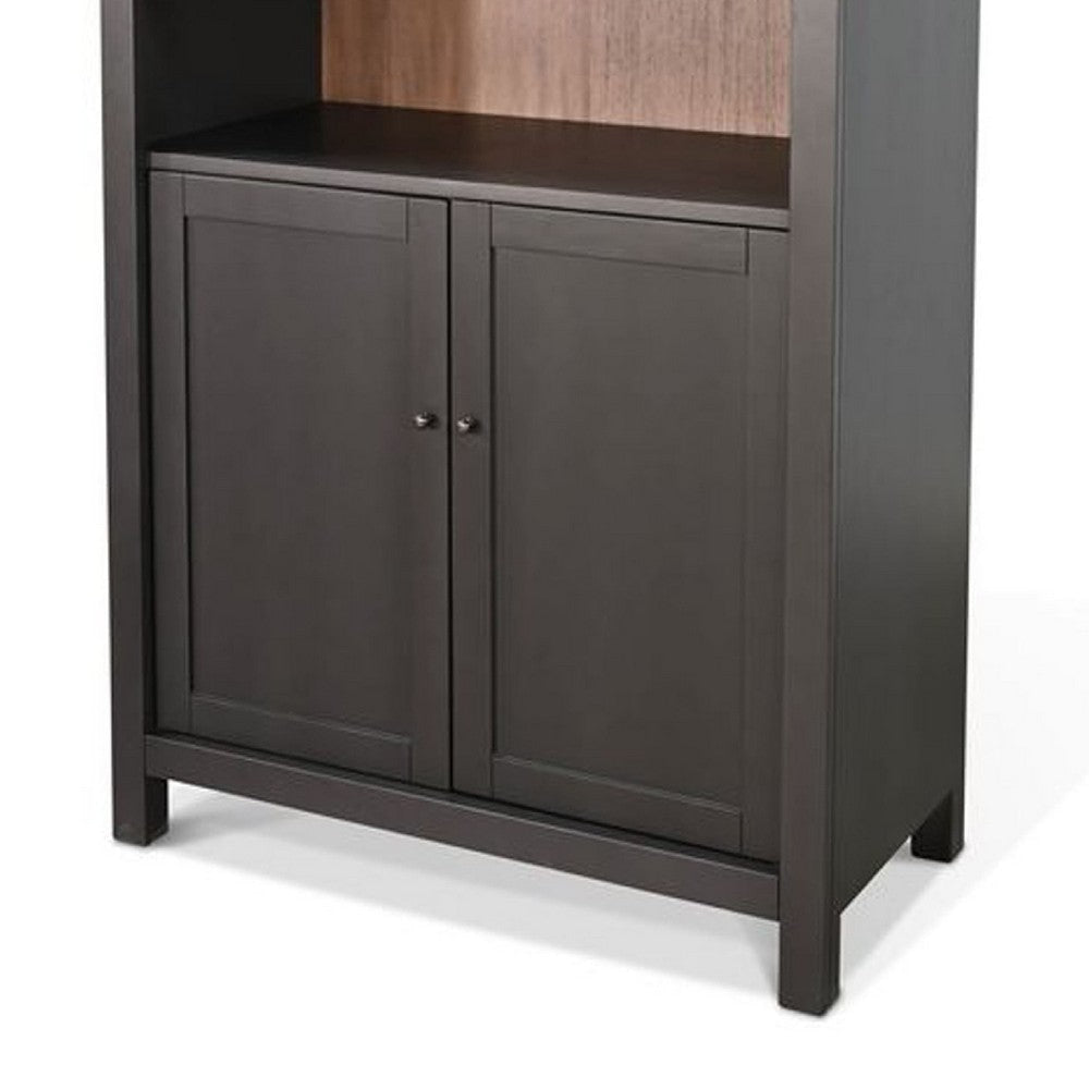 Xeny Arched Display Cabinet | 3 Shelves w 2 Doors | Black Mahogany Wood BM339918