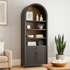 Xeny Arched Display Cabinet | 3 Shelves w 2 Doors | Black Mahogany Wood
