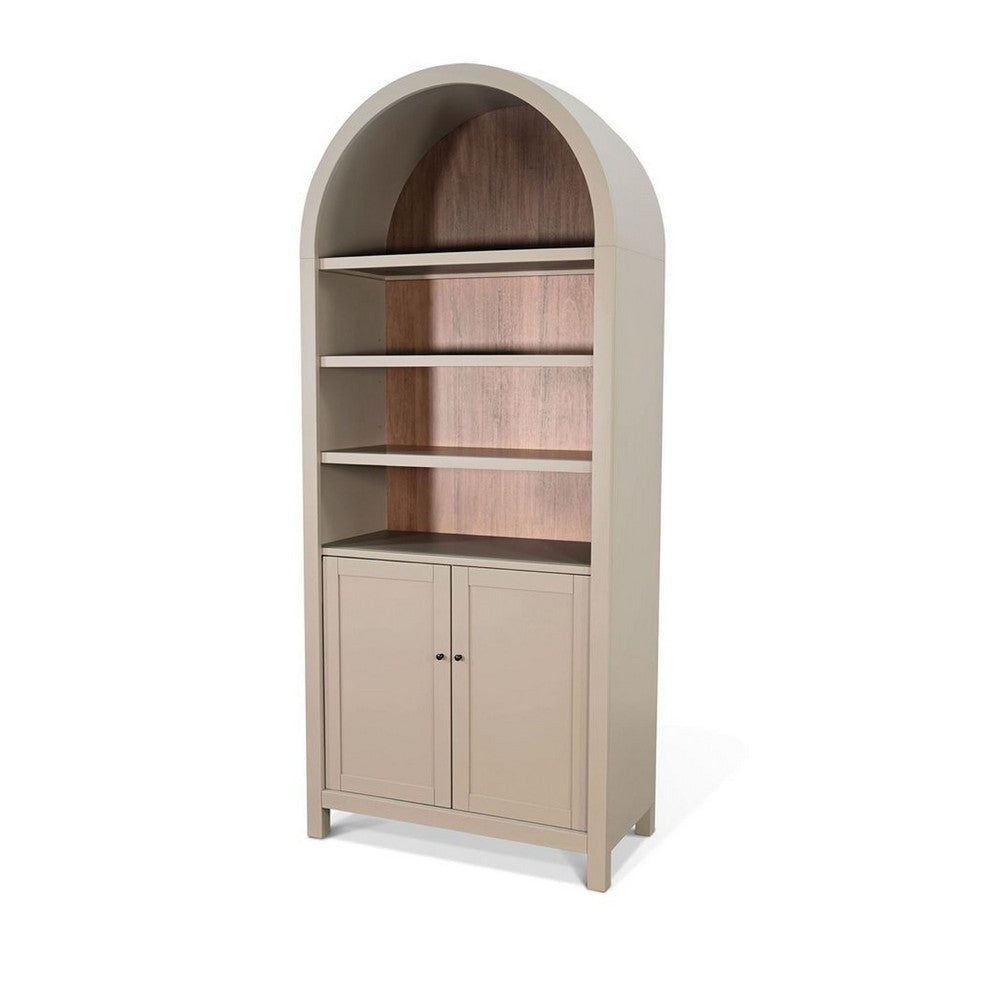 Xeny Arched Display Cabinet | 3 Shelves w 2 Doors | Light Gray Mahogany BM339919