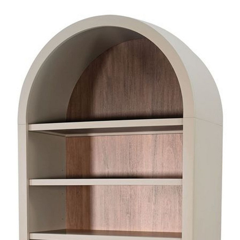 Xeny Arched Display Cabinet | 3 Shelves w 2 Doors | Light Gray Mahogany BM339919