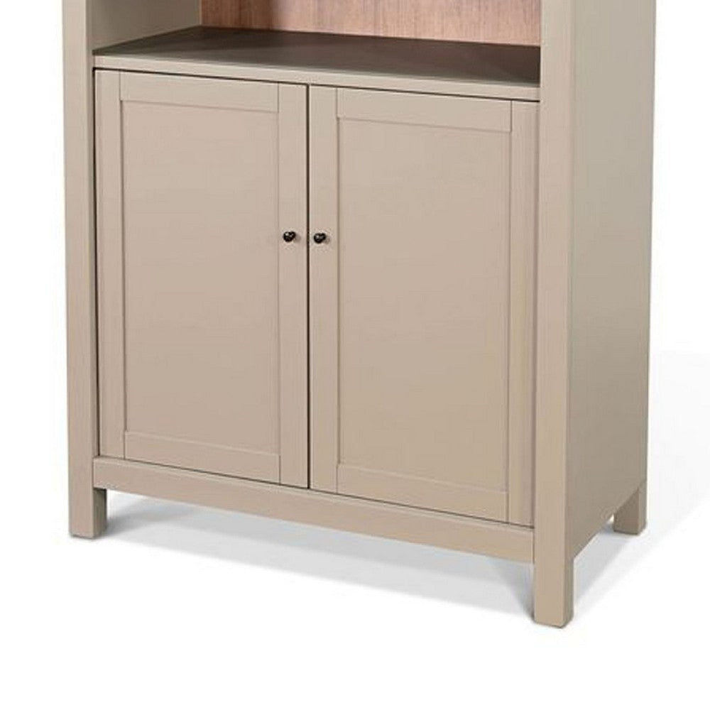 Xeny Arched Display Cabinet | 3 Shelves w 2 Doors | Light Gray Mahogany BM339919