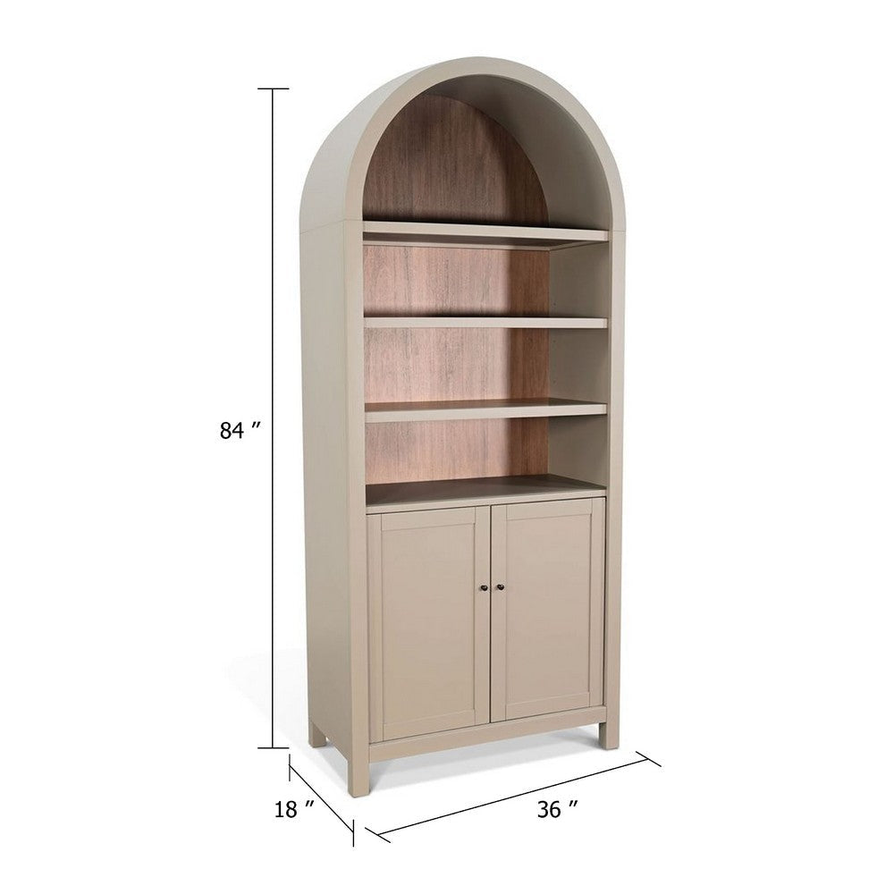 Xeny Arched Display Cabinet | 3 Shelves w 2 Doors | Light Gray Mahogany BM339919