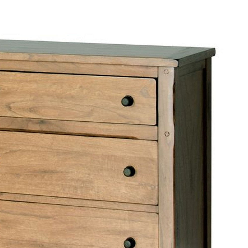 Marv 64’’ Wide Dresser | 6 Drawers w Knobs | Golden Oak Brown Wood BM339921