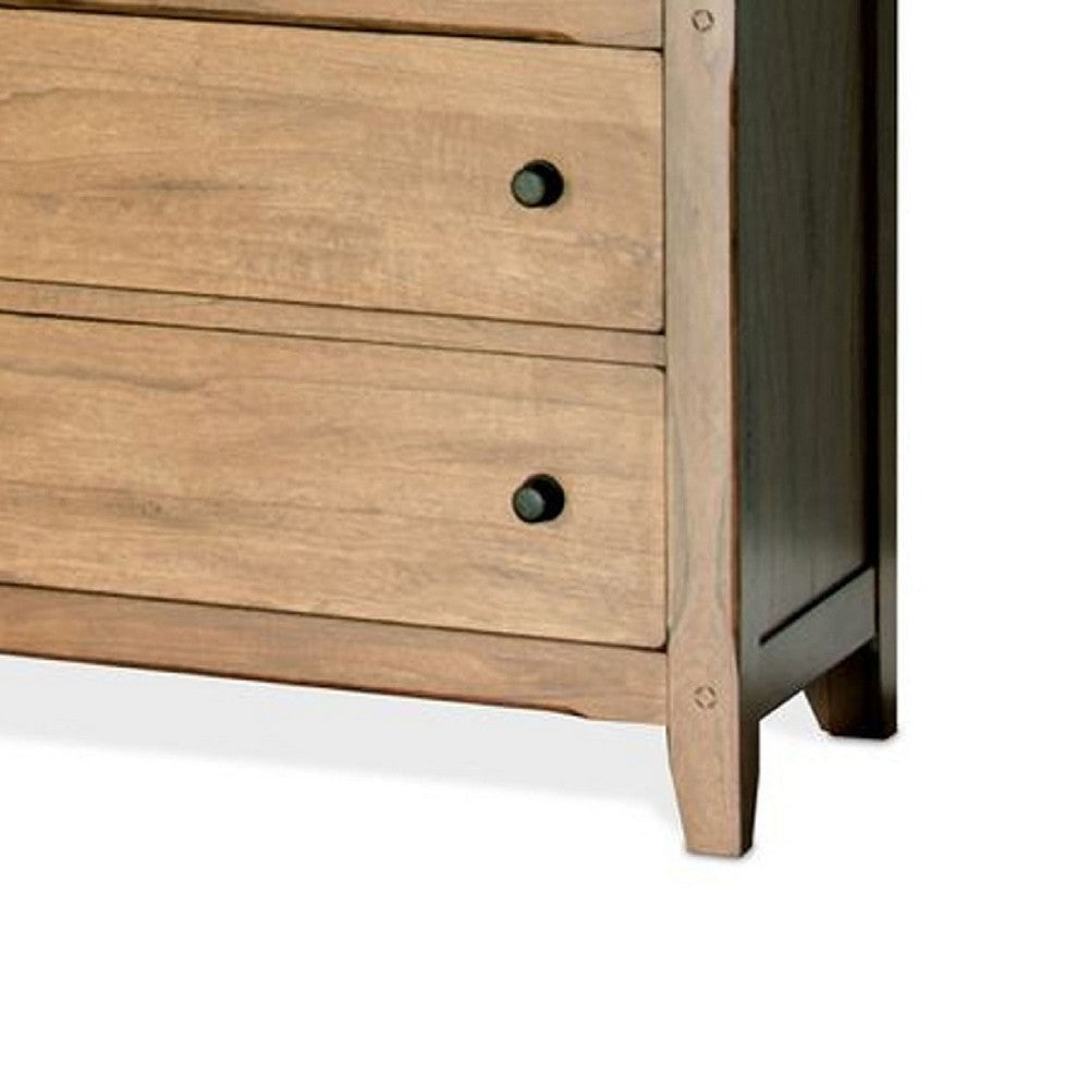 Marv 64’’ Wide Dresser | 6 Drawers w Knobs | Golden Oak Brown Wood BM339921