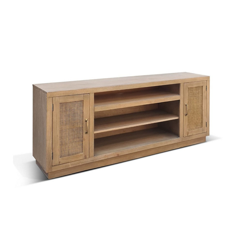 Ryle TV Media Entertainment Console | 78" | Open Shelves 2 Doors | Brown