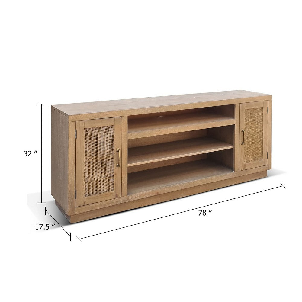 Ryle TV Media Entertainment Console | 78’’ | Open Shelves 2 Doors | Brown BM339923
