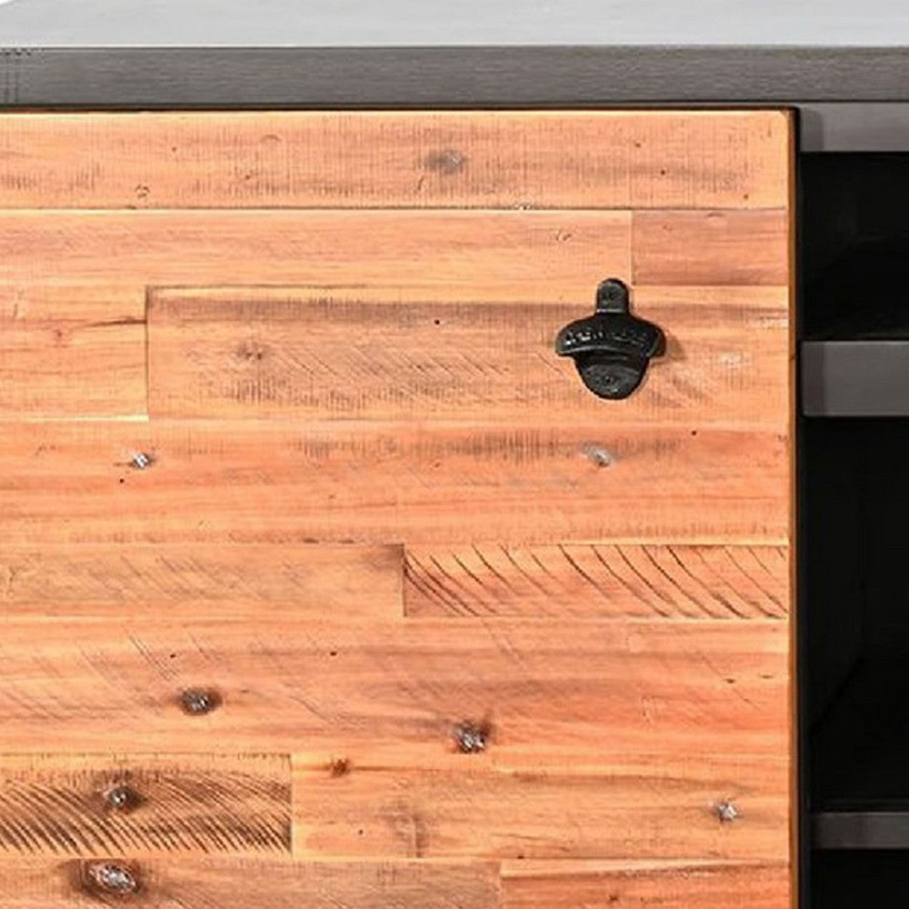 Cicy 78" TV Media Entertainment Cabinet | Black | Brown Solid Wood