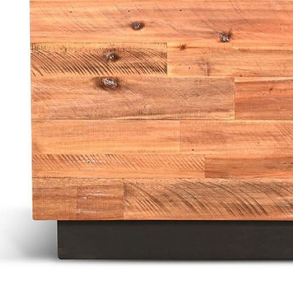 Cicy 78" TV Media Entertainment Cabinet | Black | Brown Solid Wood
