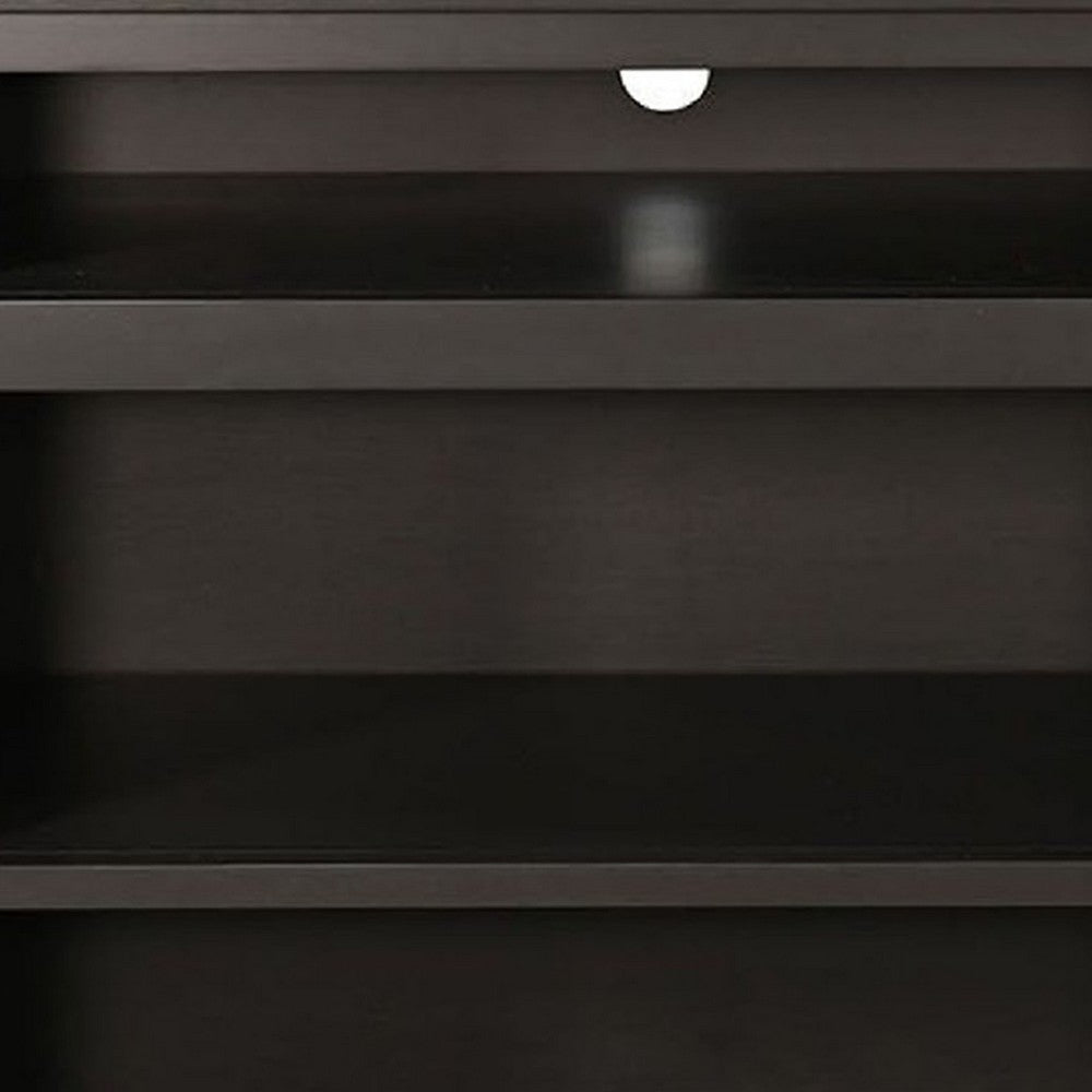 Cicy 78" TV Media Entertainment Cabinet | Black | Brown Solid Wood