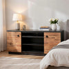 Cicy 78" TV Media Entertainment Cabinet | Black | Brown Solid Wood