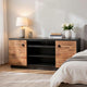 Cicy 78" TV Media Entertainment Cabinet | Black | Brown Solid Wood