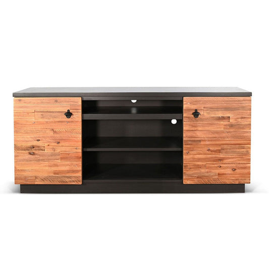 Cicy 78" TV Media Entertainment Cabinet | Black | Brown Solid Wood