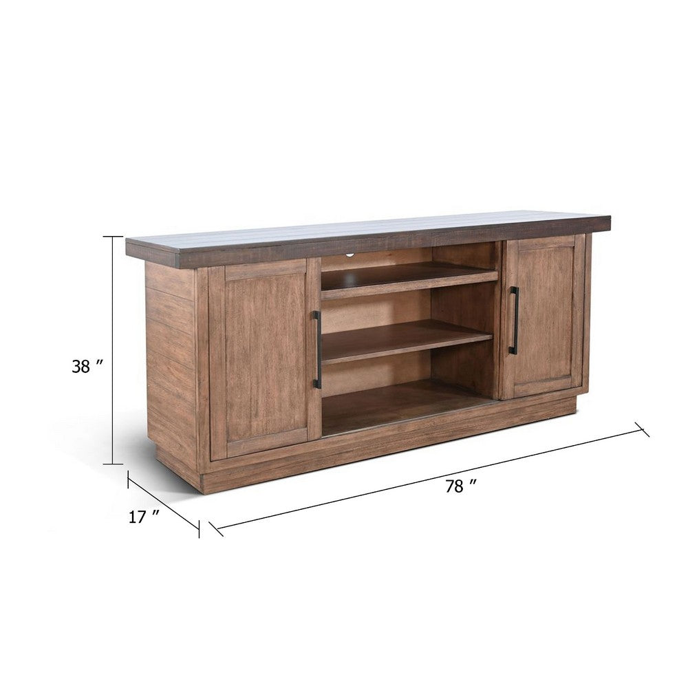 Ceny TV Media Entertainment Console | 78" | 2 Cabinet Doors | Brown