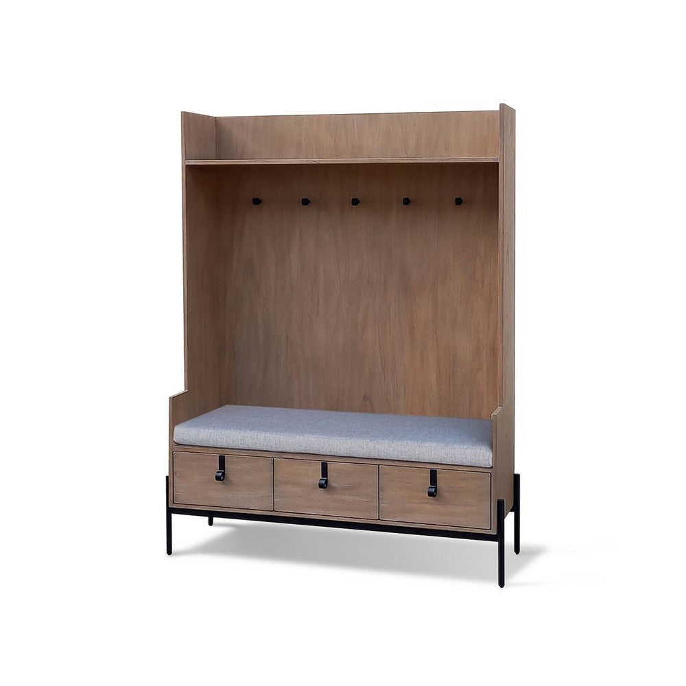 Lizy Hall Tree w Bench for Mudroom | 72’’ | 3 Drawers | Oak Brown BM339930
