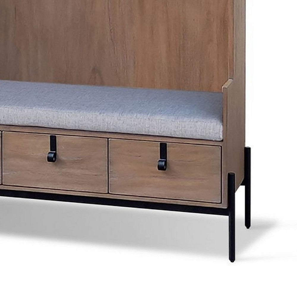 Lizy Hall Tree w Bench for Mudroom | 72’’ | 3 Drawers | Oak Brown BM339930