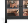 Ric Arched Wine Bar Cabinet | 2 Drawers w 4 Glass Door Shelves | Black BM339932