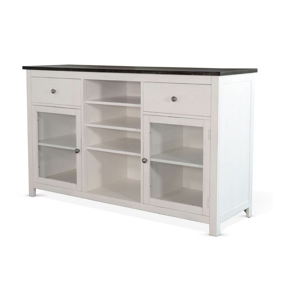 Orso Sideboard Buffet Cabinet | 2 Drawers w Adjustable Shelves | White BM339933