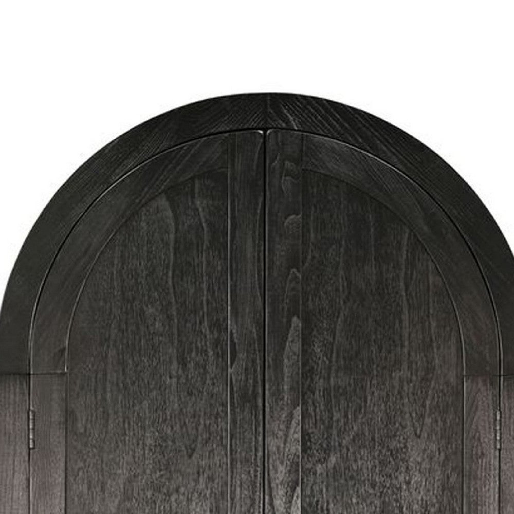 Dyz Arched Storage Cabinet | 2 Doors w Adjustable Shelves | Black Wood