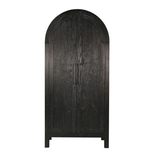 Dyz Arched Storage Cabinet | 2 Doors w Adjustable Shelves | Black Wood