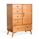 Amy 55" Tall Half Wardrobe Chest | Side Cabinet | Brown Solid Wood