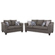 Siya 2pc Living Room Sofa & Loveseat Set | 6 Accent Pillows | Dark Gray