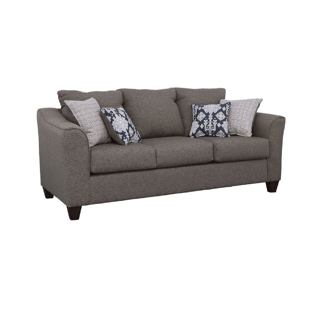 Siya 2pc Living Room Sofa & Loveseat Set | 6 Accent Pillows | Dark Gray BM339936