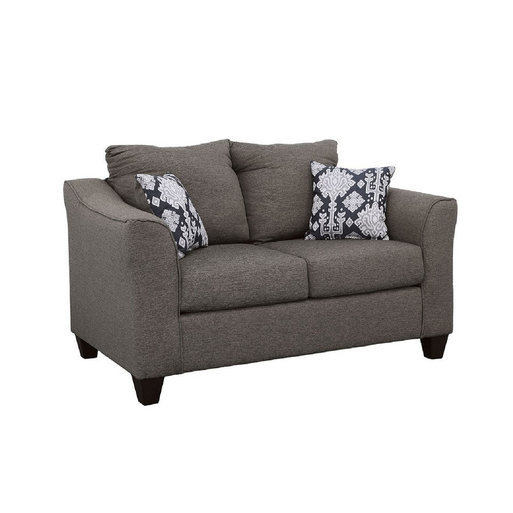 Siya 2pc Living Room Sofa & Loveseat Set | 6 Accent Pillows | Dark Gray BM339936