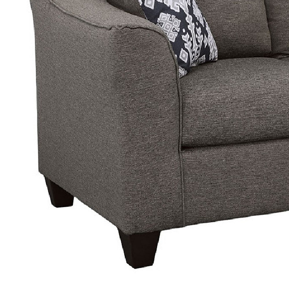 Siya 2pc Living Room Sofa & Loveseat Set | 6 Accent Pillows | Dark Gray BM339936