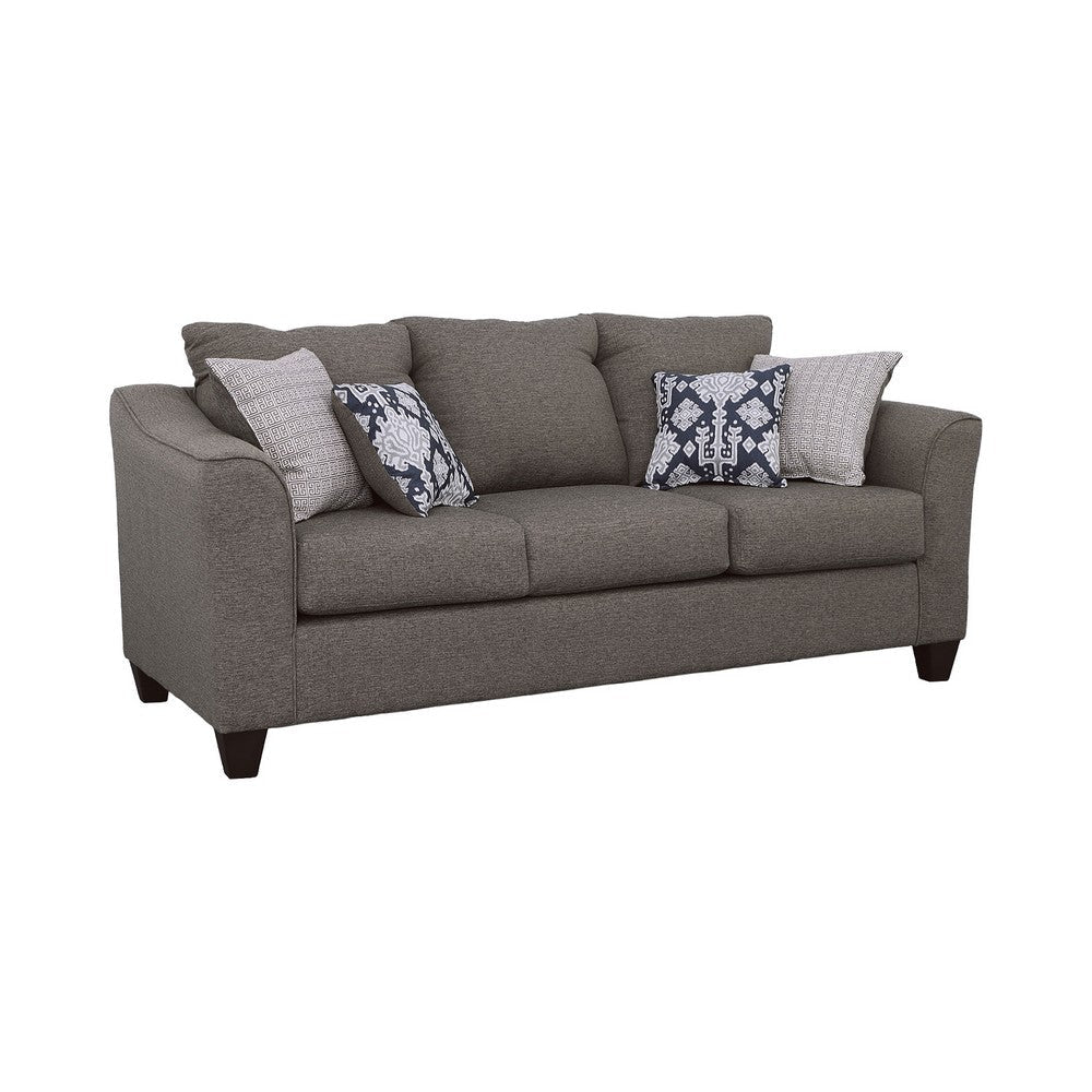 Siya 3pc Living Room Sofa Loveseat & Chair Set | 6 Accent Pillows | Dark Gray BM339937