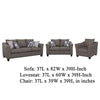 Siya 3pc Living Room Sofa Loveseat & Chair Set | 6 Accent Pillows | Dark Gray BM339937