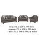 Siya 3pc Living Room Sofa Loveseat & Chair Set | 6 Accent Pillows | Dark Gray BM339937