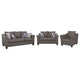 Siya 3pc Living Room Sofa Loveseat & Chair Set | 6 Accent Pillows | Dark Gray