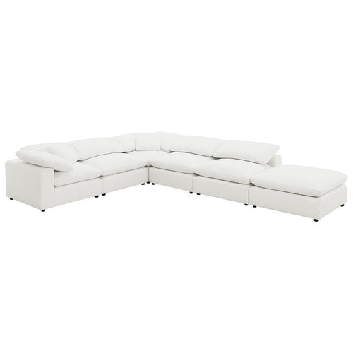 Allias 6pc Modular Sectional Sofa | Ivory White Boucle | 2 Accent Pillows
