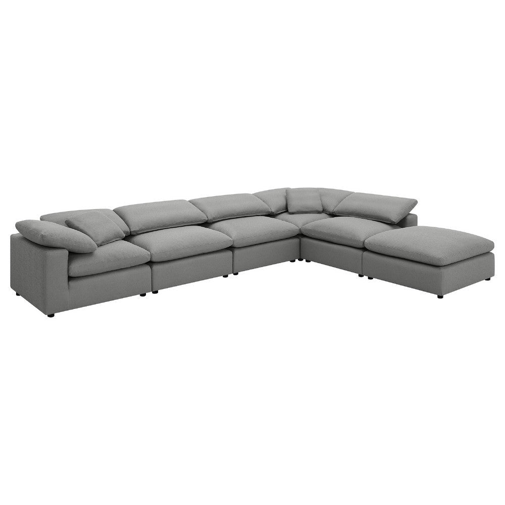 Allias 6pc Modular Sectional Sofa | Classic Gray Boucle | 2 Accent Pillows