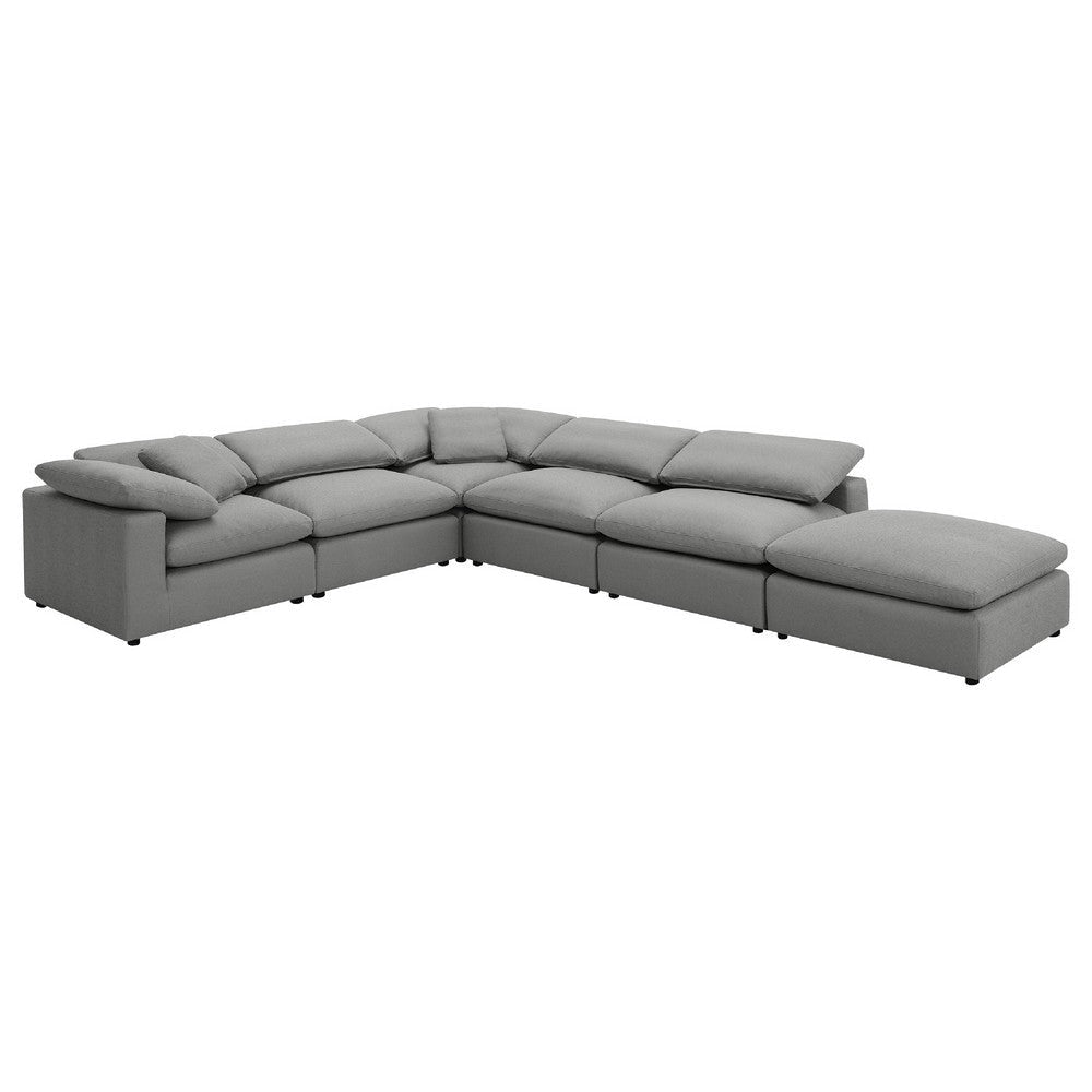 Allias 6pc Modular Sectional Sofa | Classic Gray Boucle | 2 Accent Pillows
